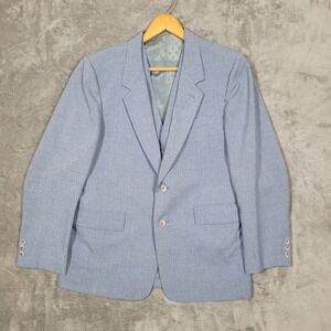 Montgomery Ward Quality Fashions Mens 40 Suit Vest Blazer Light Blue Two Button